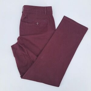 Bonobos Slim Chino Pants Mens 36x34 Cotton Stretch Burgundy Solid Flat Front